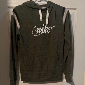 Nike Men's Grey Hoodie with White Accents